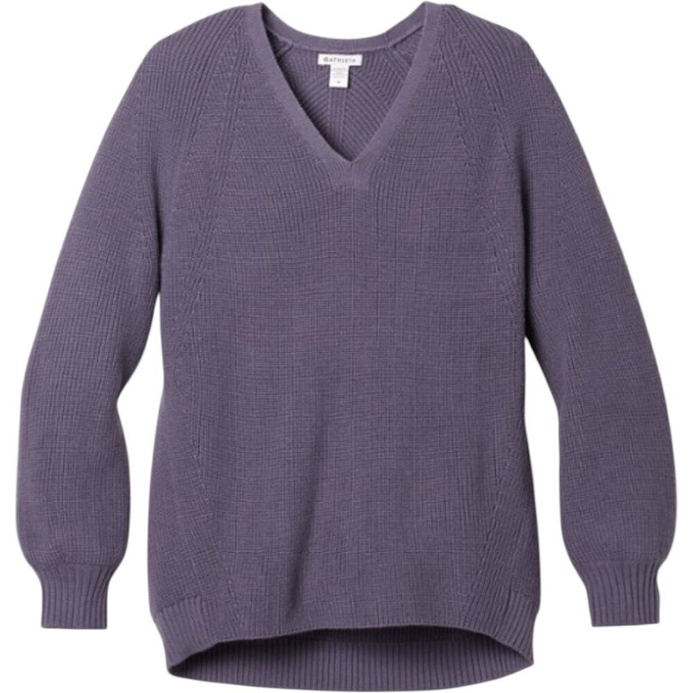 Athleta Purple Merino Wool Blend V-Neck Loose Fitting Sweater - Size S - EUC